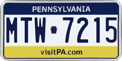PA license plate MTW7215