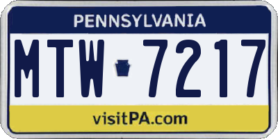 PA license plate MTW7217