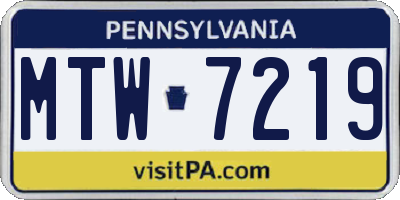 PA license plate MTW7219