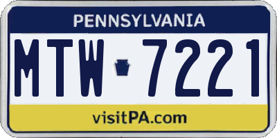 PA license plate MTW7221