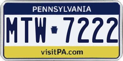 PA license plate MTW7222