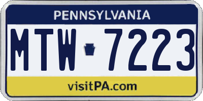 PA license plate MTW7223