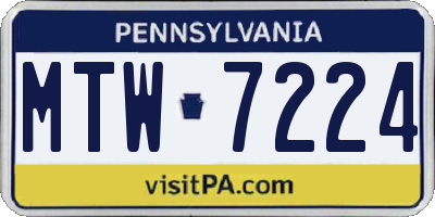 PA license plate MTW7224