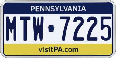 PA license plate MTW7225