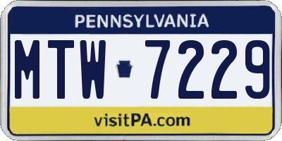 PA license plate MTW7229