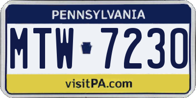 PA license plate MTW7230