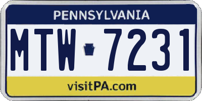 PA license plate MTW7231