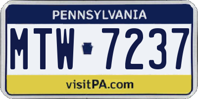 PA license plate MTW7237