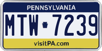 PA license plate MTW7239