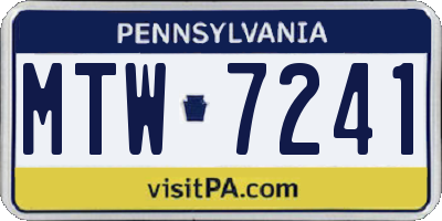 PA license plate MTW7241