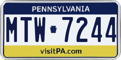 PA license plate MTW7244