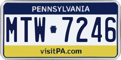 PA license plate MTW7246