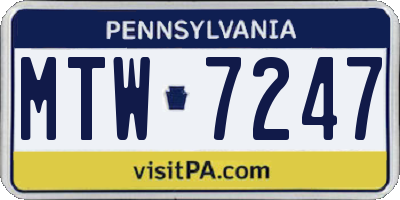 PA license plate MTW7247