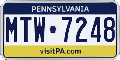 PA license plate MTW7248