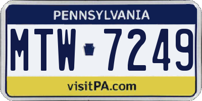 PA license plate MTW7249