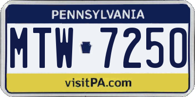 PA license plate MTW7250