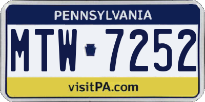 PA license plate MTW7252