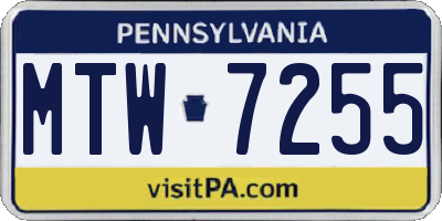 PA license plate MTW7255
