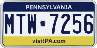 PA license plate MTW7256