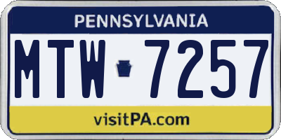 PA license plate MTW7257
