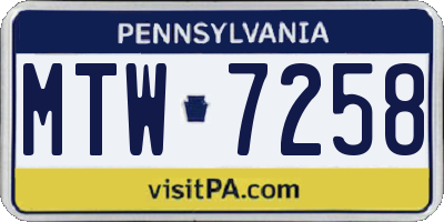 PA license plate MTW7258