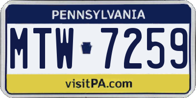 PA license plate MTW7259