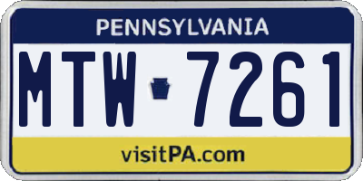 PA license plate MTW7261