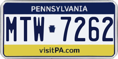 PA license plate MTW7262