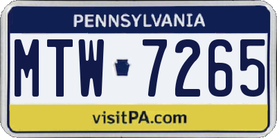 PA license plate MTW7265
