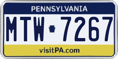 PA license plate MTW7267