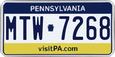 PA license plate MTW7268