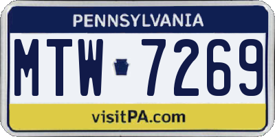 PA license plate MTW7269