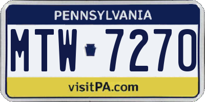 PA license plate MTW7270