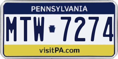 PA license plate MTW7274