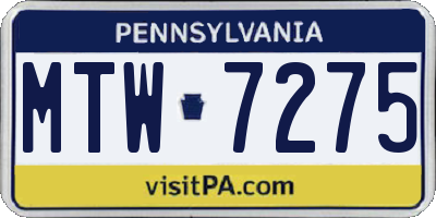 PA license plate MTW7275