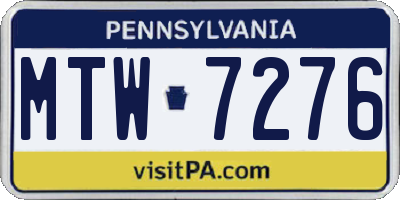 PA license plate MTW7276