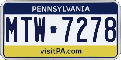 PA license plate MTW7278