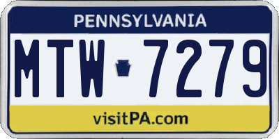 PA license plate MTW7279