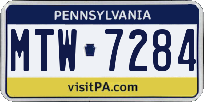 PA license plate MTW7284