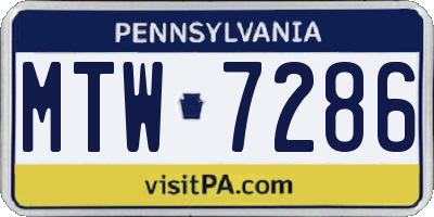PA license plate MTW7286