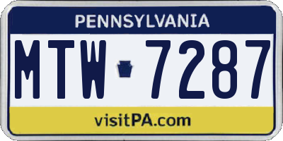 PA license plate MTW7287