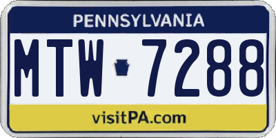 PA license plate MTW7288