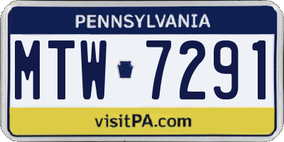 PA license plate MTW7291