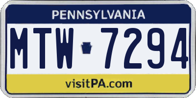 PA license plate MTW7294