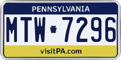 PA license plate MTW7296