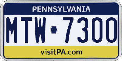 PA license plate MTW7300