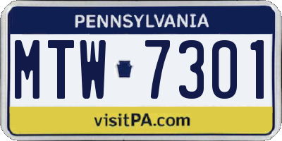 PA license plate MTW7301