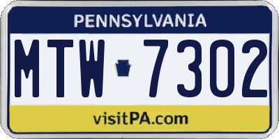 PA license plate MTW7302