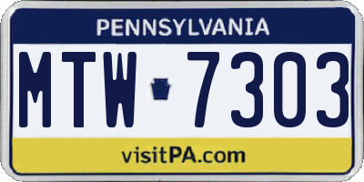 PA license plate MTW7303
