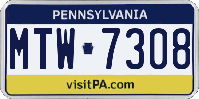 PA license plate MTW7308